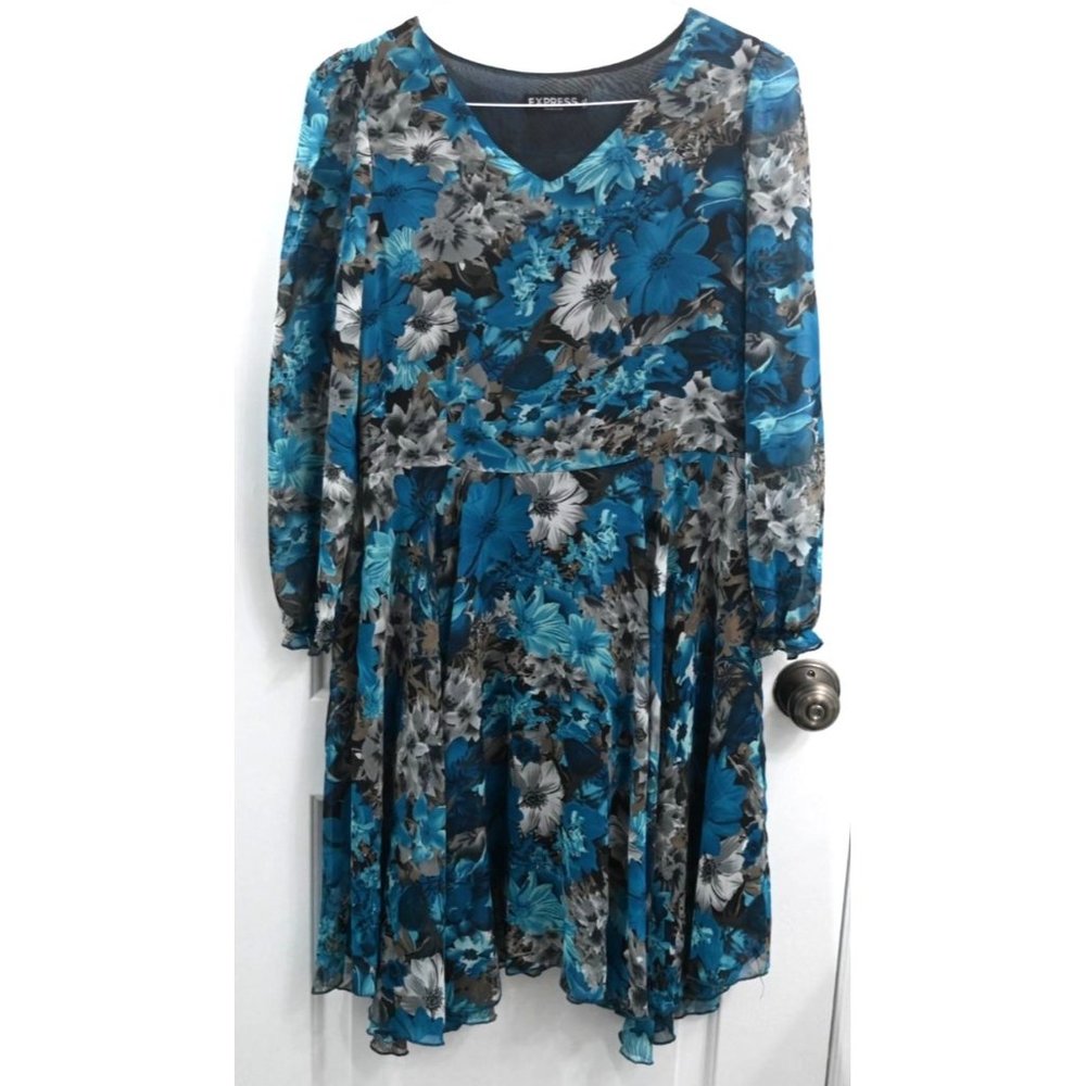 Express Blue Floral Midi Dress